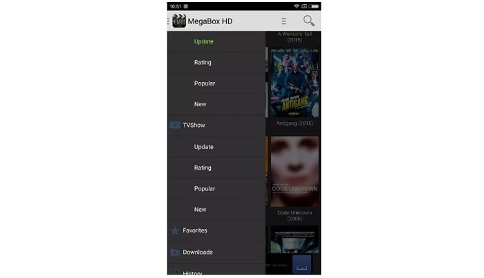 MegaBox HD App Screenshot showing Movies and TVShows | TechApprise
