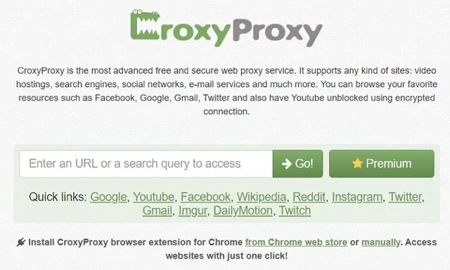 CroxyProxy website screenshot
