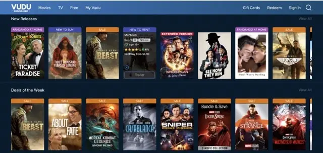 Vudu is one of the best online services to watch and download movies for free